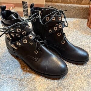 Kendall & Kylie Black Ankle Boots with Silver Accents